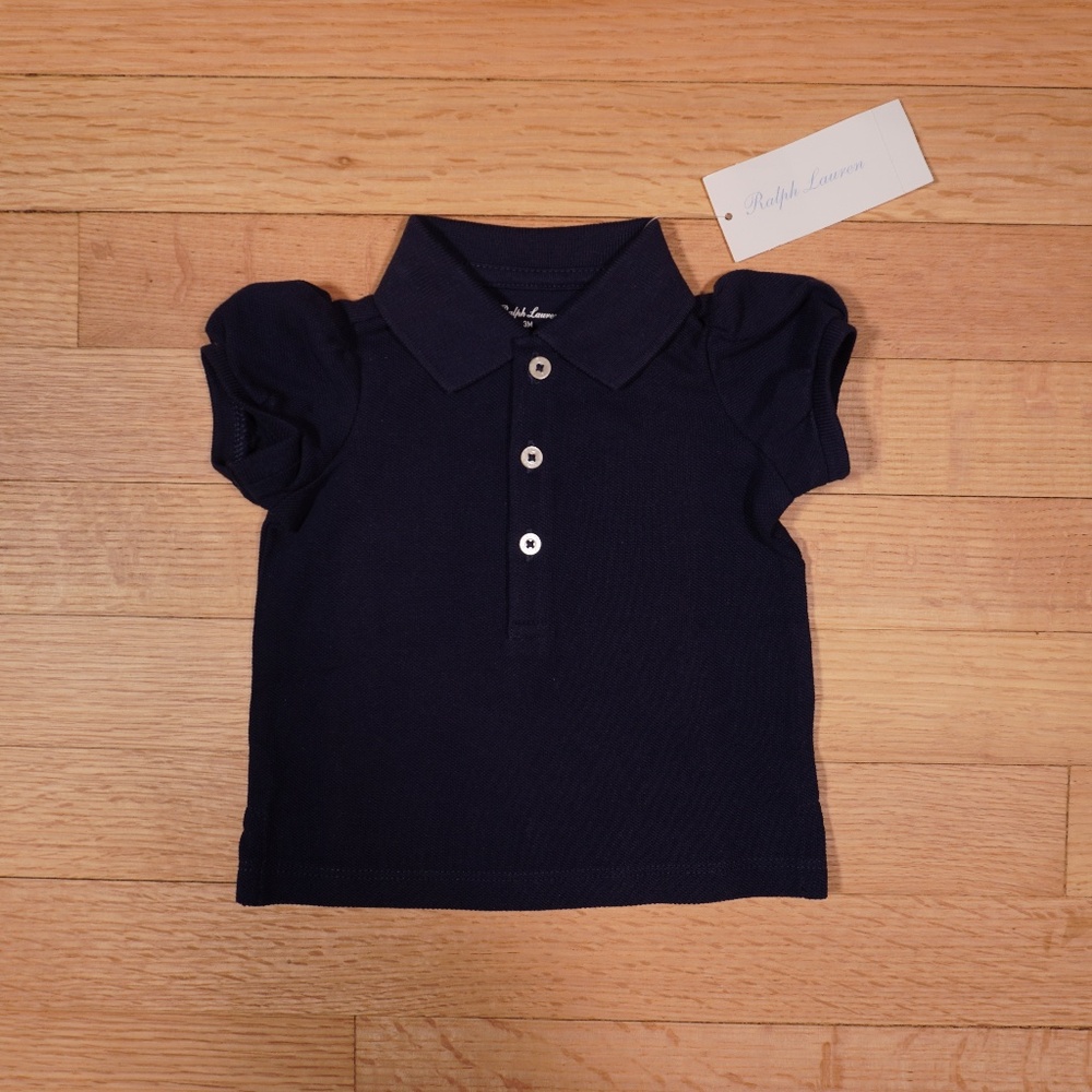 Ralph Lauren Baby Polo Shirt Navy Blue 3M Cotton Brand New
